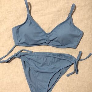 Blue Bikini Set – Size 6, Tie Side Bottoms, Adjustable Swim Top